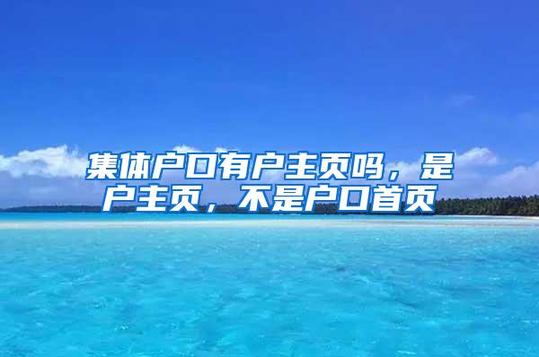 集体户口有户主页吗，是户主页，不是户口首页