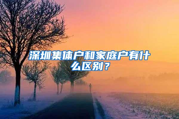 深圳集体户和家庭户有什么区别？