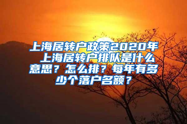 上海居转户政策2020年 上海居转户排队是什么意思？怎么排？每年有多少个落户名额？