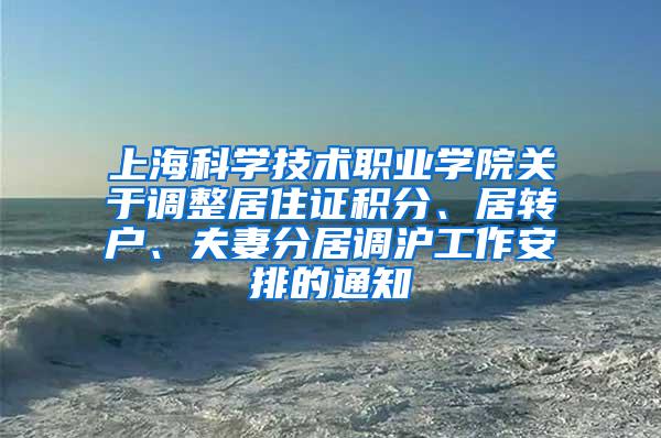 上海科学技术职业学院关于调整居住证积分、居转户、夫妻分居调沪工作安排的通知