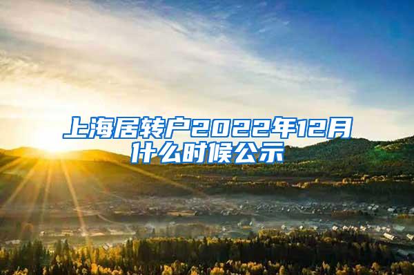 上海居转户2022年12月什么时候公示