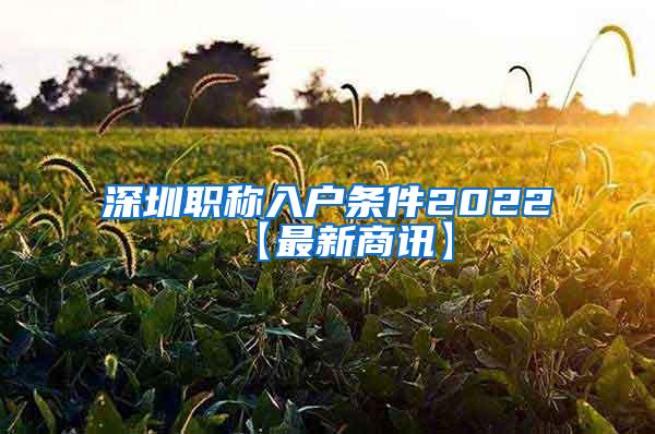 深圳职称入户条件2022【最新商讯】