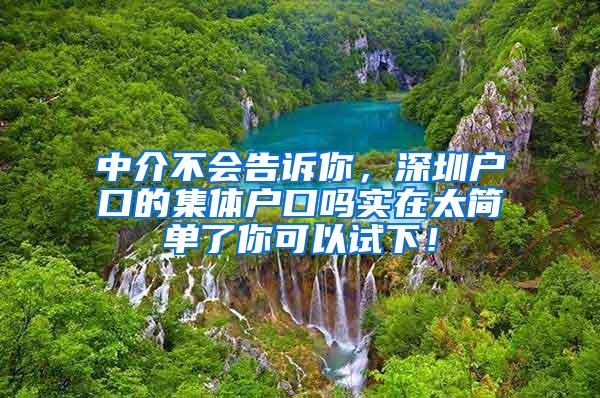 中介不会告诉你，深圳户口的集体户口吗实在太简单了你可以试下！