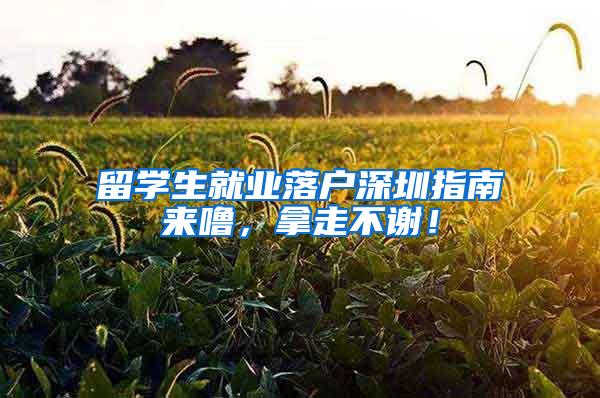 留学生就业落户深圳指南来噜，拿走不谢！