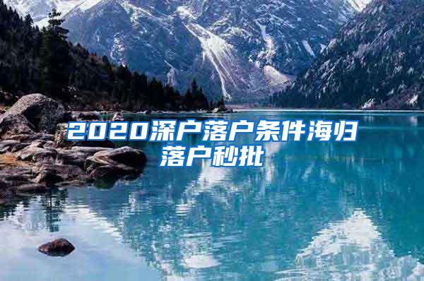 2020深户落户条件海归落户秒批