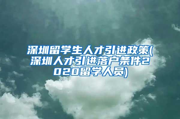 深圳留学生人才引进政策(深圳人才引进落户条件2020留学人员)