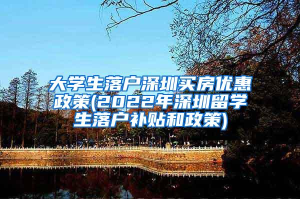 大学生落户深圳买房优惠政策(2022年深圳留学生落户补贴和政策)