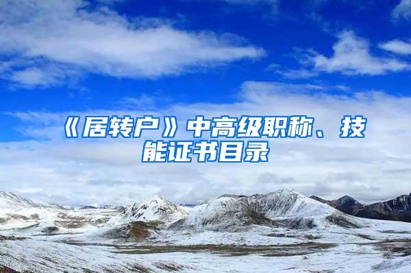 《居转户》中高级职称、技能证书目录