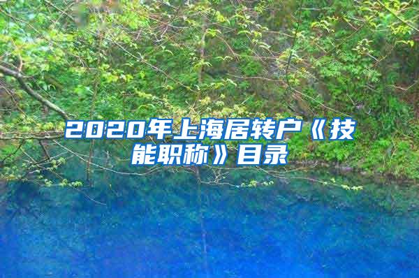 2020年上海居转户《技能职称》目录