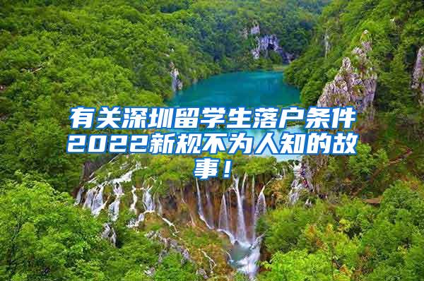 有关深圳留学生落户条件2022新规不为人知的故事！