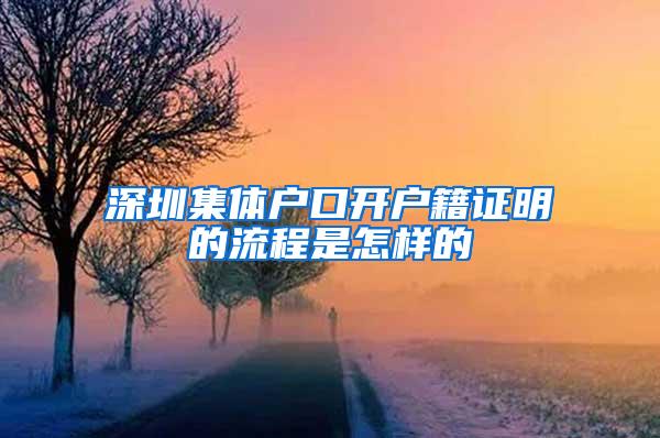 深圳集体户口开户籍证明的流程是怎样的