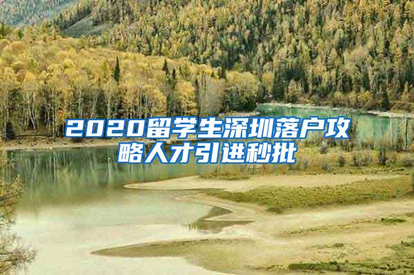 2020留学生深圳落户攻略人才引进秒批