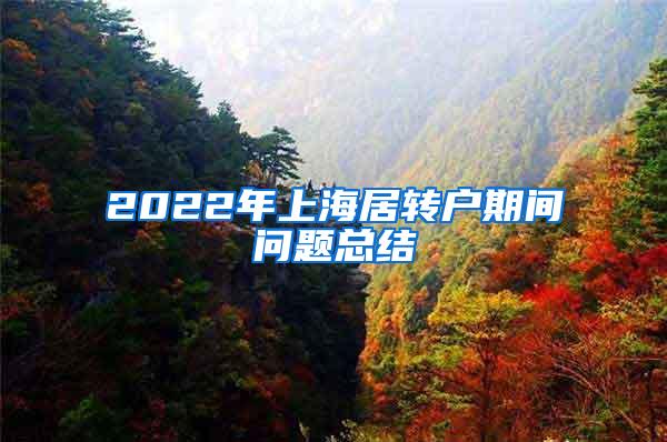 2022年上海居转户期间问题总结