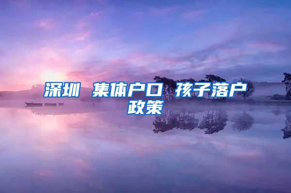 深圳 集体户口 孩子落户政策