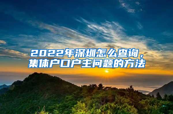 2022年深圳怎么查询，集体户口户主问题的方法