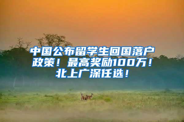 中国公布留学生回国落户政策！最高奖励100万！北上广深任选！