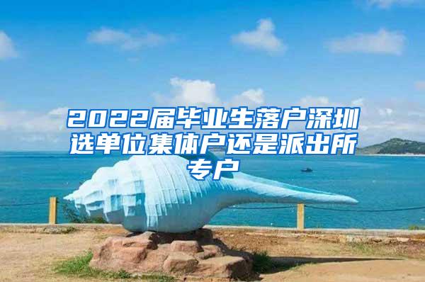 2022届毕业生落户深圳选单位集体户还是派出所专户