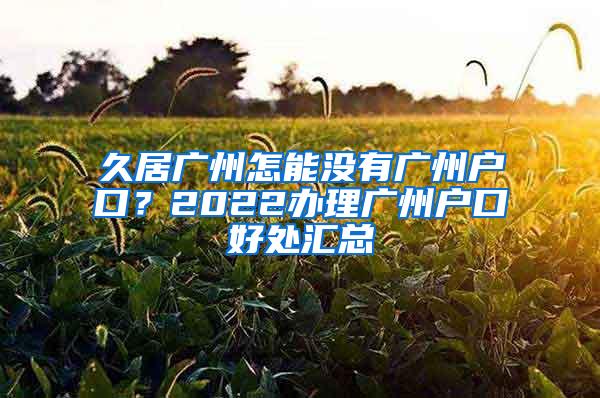 久居广州怎能没有广州户口？2022办理广州户口好处汇总