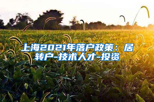 上海2021年落户政策：居转户-技术人才-投资