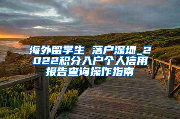 海外留学生 落户深圳_2022积分入户个人信用报告查询操作指南