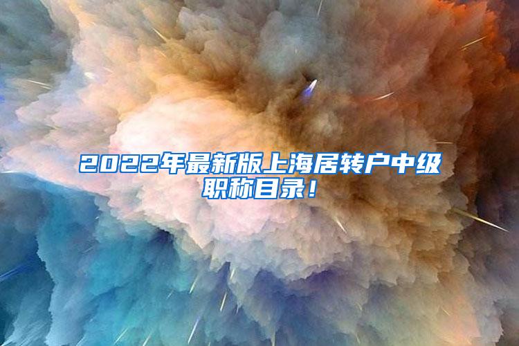 2022年最新版上海居转户中级职称目录！