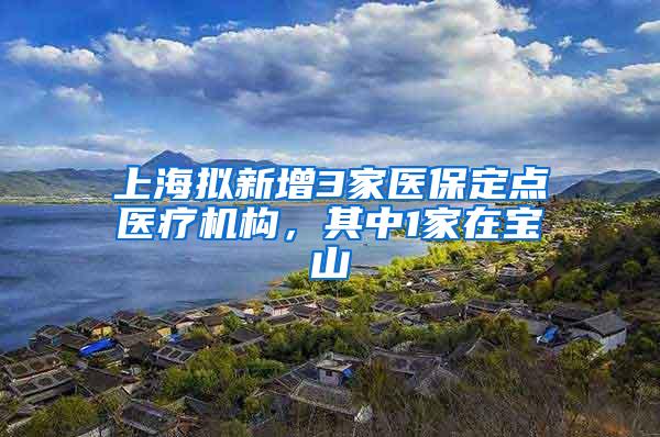 上海拟新增3家医保定点医疗机构，其中1家在宝山