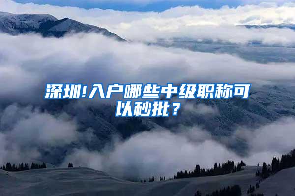 深圳!入户哪些中级职称可以秒批？