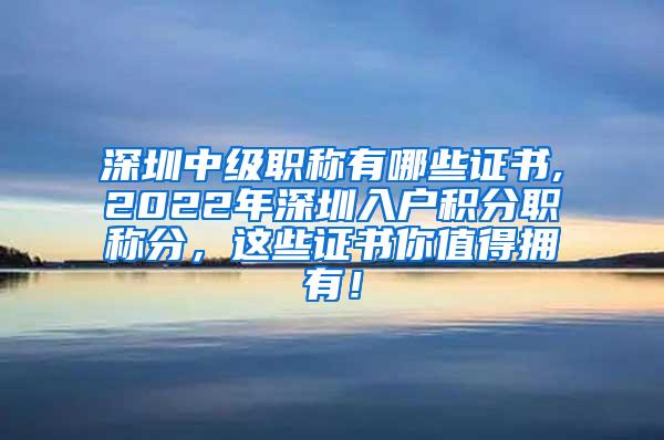 深圳中级职称有哪些证书,2022年深圳入户积分职称分，这些证书你值得拥有！