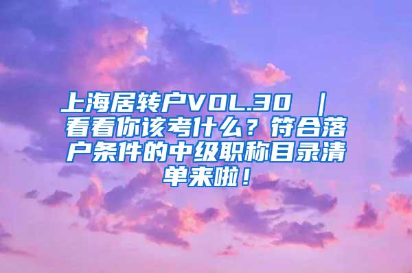 上海居转户VOL.30 ｜ 看看你该考什么？符合落户条件的中级职称目录清单来啦！