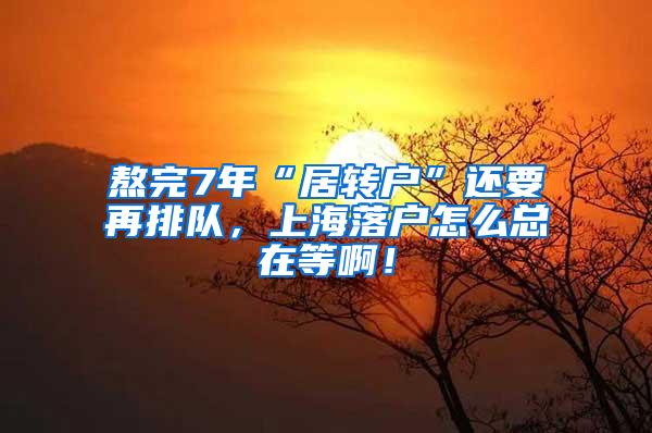 熬完7年“居转户”还要再排队，上海落户怎么总在等啊！