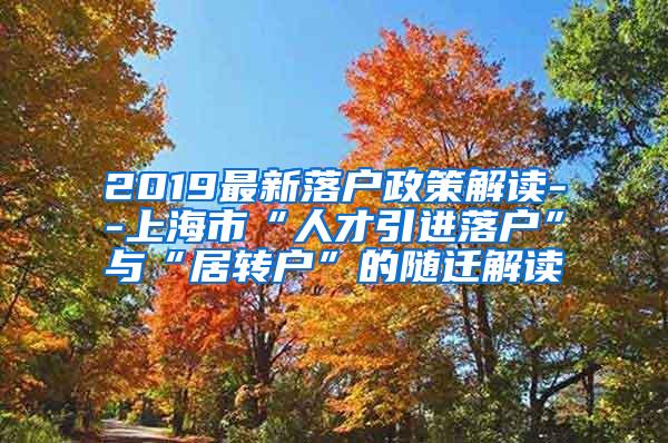 2019最新落户政策解读--上海市“人才引进落户”与“居转户”的随迁解读