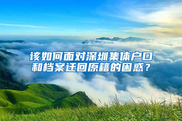 该如何面对深圳集体户口和档案迁回原籍的困惑？