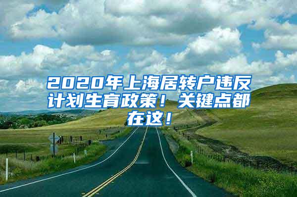 2020年上海居转户违反计划生育政策！关键点都在这！