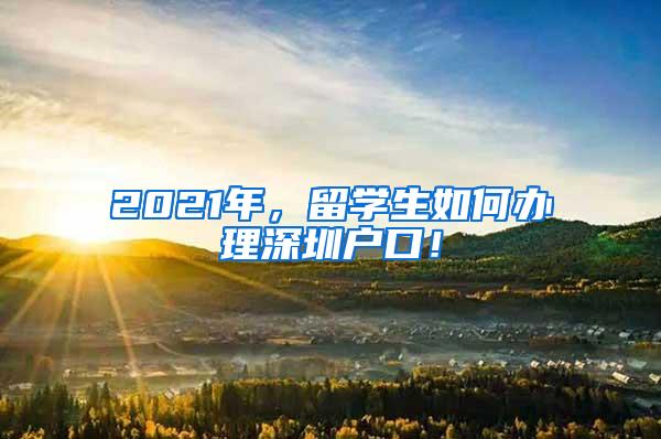 2021年，留学生如何办理深圳户口！