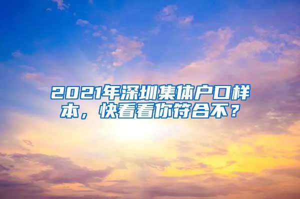 2021年深圳集体户口样本，快看看你符合不？