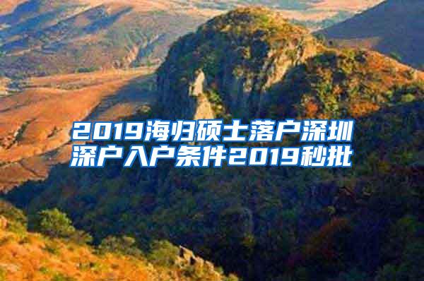 2019海归硕士落户深圳深户入户条件2019秒批