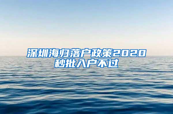 深圳海归落户政策2020秒批入户不过