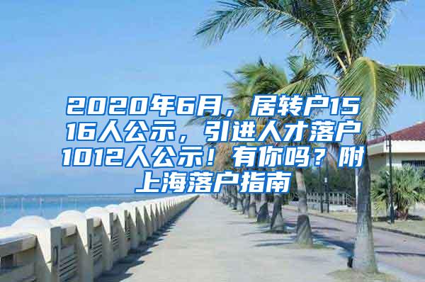 2020年6月，居转户1516人公示，引进人才落户1012人公示！有你吗？附上海落户指南