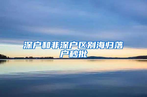 深户和非深户区别海归落户秒批