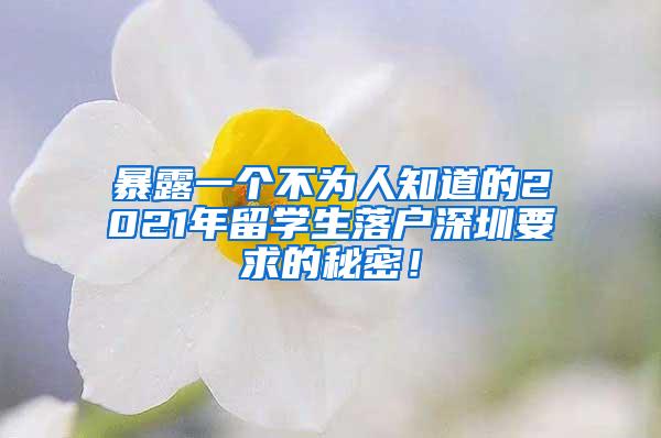 暴露一个不为人知道的2021年留学生落户深圳要求的秘密！