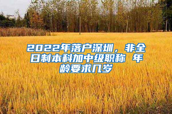 2022年落户深圳，非全日制本科加中级职称 年龄要求几岁