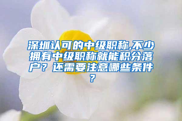 深圳认可的中级职称,不少拥有中级职称就能积分落户？还需要注意哪些条件？