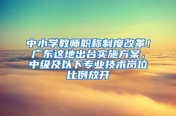 中小学教师职称制度改革！广东这地出台实施方案，中级及以下专业技术岗位比例放开