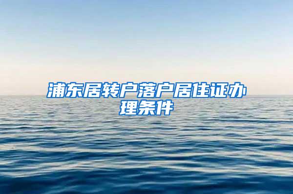 浦东居转户落户居住证办理条件