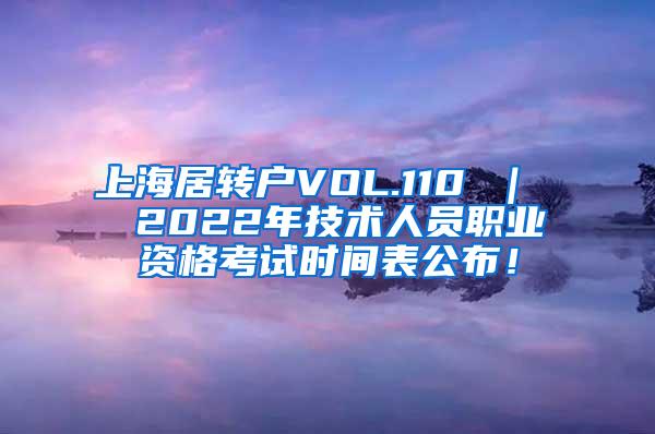 上海居转户VOL.110 ｜  2022年技术人员职业资格考试时间表公布！