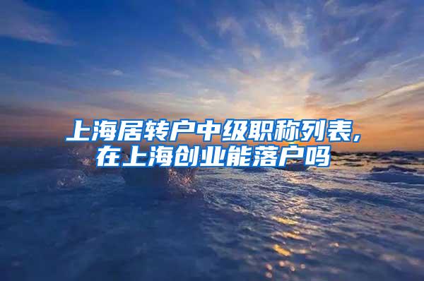 上海居转户中级职称列表,在上海创业能落户吗