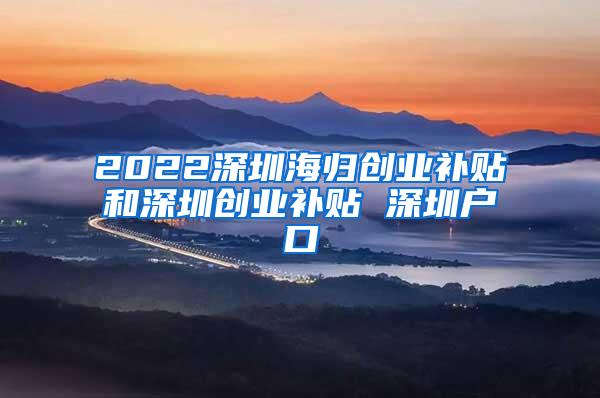 2022深圳海归创业补贴和深圳创业补贴 深圳户口