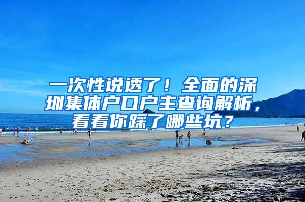 一次性说透了！全面的深圳集体户口户主查询解析，看看你踩了哪些坑？