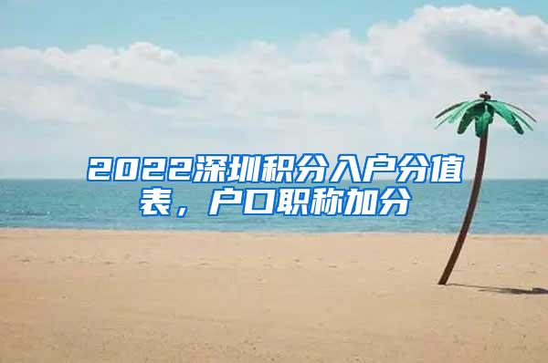 2022深圳积分入户分值表，户口职称加分