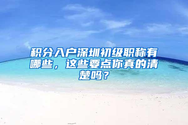 积分入户深圳初级职称有哪些，这些要点你真的清楚吗？